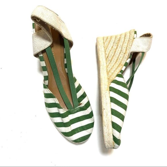 Montegro Bay Club green stripe espadrilles sandals - Picture 2 of 8